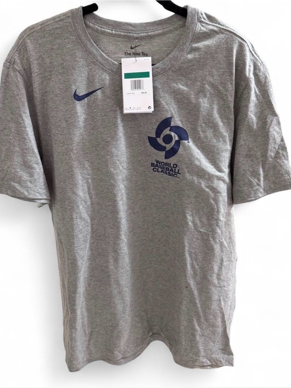 Nike Men’s Gray Short-Sleeve World Baseball Classic Tee with Navy Logo